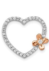 nifty small flower diamond heart white gold baby charm